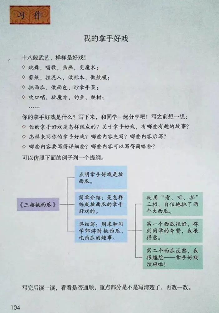 <b>语文六年级上册习作满分作文范文（7）我的拿手好戏</b>